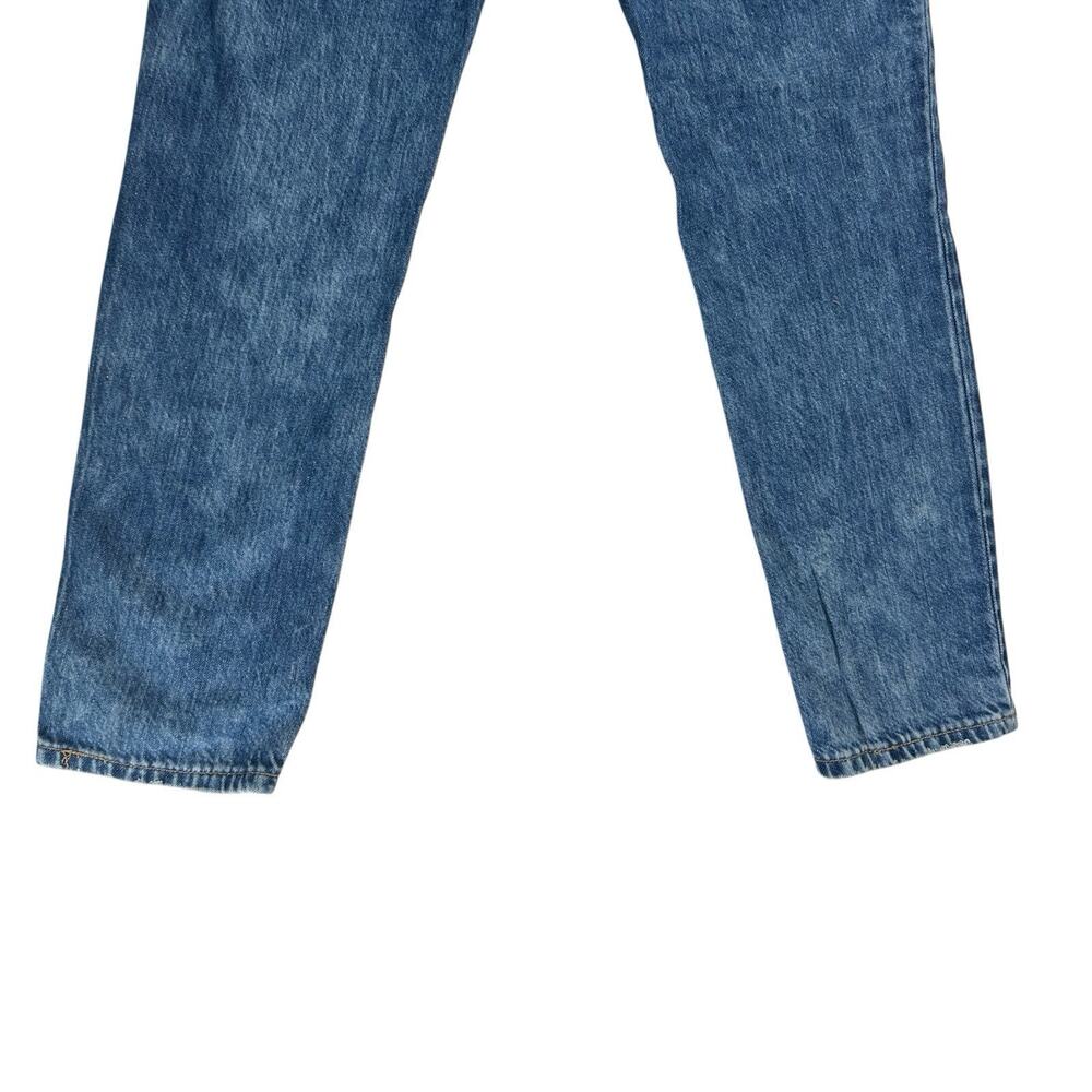 Almost Famous Distressed Mom Jeans Womens Juniors Size 1 Medium Wash Blue Ripped - Picture 8 of 14